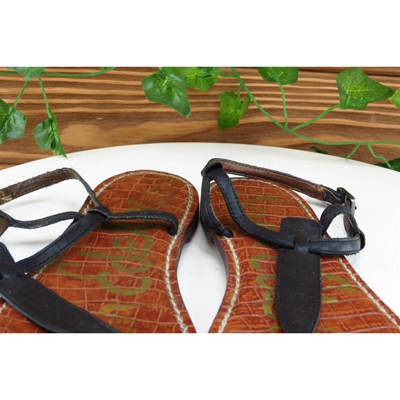 Sam Edelman Sz 7.5 M Black Thong Synthetic Women Sandals Gigi - Picture 3 of 7